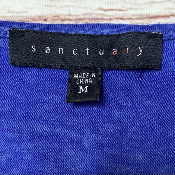 Sanctuary Clothing Cold Shoulder Blue Tee Top Sz M - Picture 8 of 16